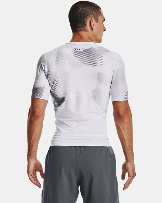 Men's UA Iso-Chill Compression Printed Short Sleeve, White, pdpMainDesktop image number 1